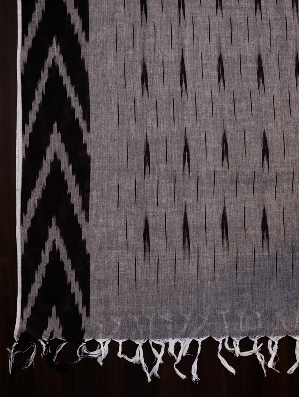 Bhagalpur Ikkat Cotton Kameez With Dupatta & Bottom-Grey