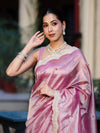Banarasee Tissue Embroidered Ghungroo Work Saree With Mirror Work & Scallop Lace Border-Pink