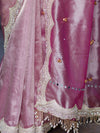 Banarasee Tissue Embroidered Ghungroo Work Saree With Mirror Work & Scallop Lace Border-Pink
