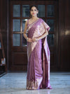 Banarasee Handloom Soft Silk Saree With Diya Design & Ganga Ghat Zari Border-Pastel Pink