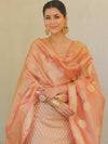 Banarasee Tissue Silk Salwar Kameez Fabric With Dupatta-Peach