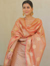 Banarasee Tissue Silk Salwar Kameez Fabric With Dupatta-Peach