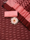 Bhagalpur Ikkat Cotton Kameez With Dupatta & Bottom-Dark Maroon