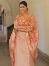 Banarasee Tissue Silk Salwar Kameez Fabric With Dupatta-Peach