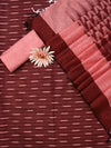 Bhagalpur Ikkat Cotton Kameez With Dupatta & Bottom-Dark Maroon