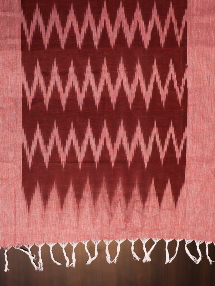 Bhagalpur Ikkat Cotton Kameez With Dupatta & Bottom-Dark Maroon