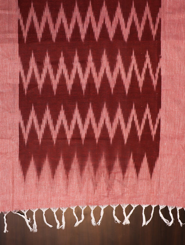 Bhagalpur Ikkat Cotton Kameez With Dupatta & Bottom-Dark Maroon