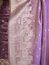 Banarasee Handloom Soft Silk Saree With Diya Design & Ganga Ghat Zari Border-Pastel Pink