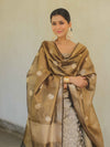 Banarasee Tissue Silk Salwar Kameez Fabric With Dupatta-Black & Gold