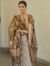 Banarasee Tissue Silk Salwar Kameez Fabric With Dupatta-Black & Gold