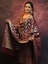 Banarasee Salwar Kameez Semi Katan Silk Fabric With Zari Work-Wine