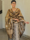 Banarasee Tissue Silk Salwar Kameez Fabric With Dupatta-Black & Gold