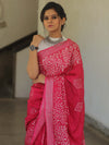 Bhagalpur Handloom Linen Hand-Dyed Batik Pattern Saree-Pink