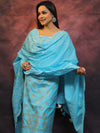 Banarasee Chanderi Cotton Salwar Kameez With Dupatta Set-Blue