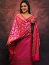 Banarasee Salwar Kameez Semi Katan Silk Fabric With Zari Work-Pink