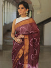 Bhagalpur Cotton Silk Ghichha Work Hand-Dyed Shibori Pattern Saree-Violet & White