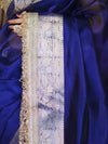 Banarasee Handloom Plain Tissue Saree With Resham Woven Pallu & Lace Border-Blue