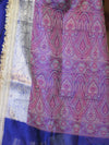 Banarasee Handloom Plain Tissue Saree With Resham Woven Pallu & Lace Border-Blue