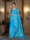 Banarasee Handloom Organza Saree With Resham Zari Work & Scallop Border-Sky Blue