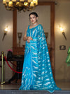 Banarasee Handloom Organza Saree With Resham Zari Work & Scallop Border-Sky Blue