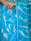 Banarasee Handloom Organza Saree With Resham Zari Work & Scallop Border-Sky Blue