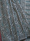 Handloom Mul Cotton Hand-Block Print Saree-Green