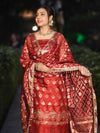 Banarasee Tissue Hand Embroidered Ghungroo Work Salwar Kameez Fabric With Dupatta Set-Red