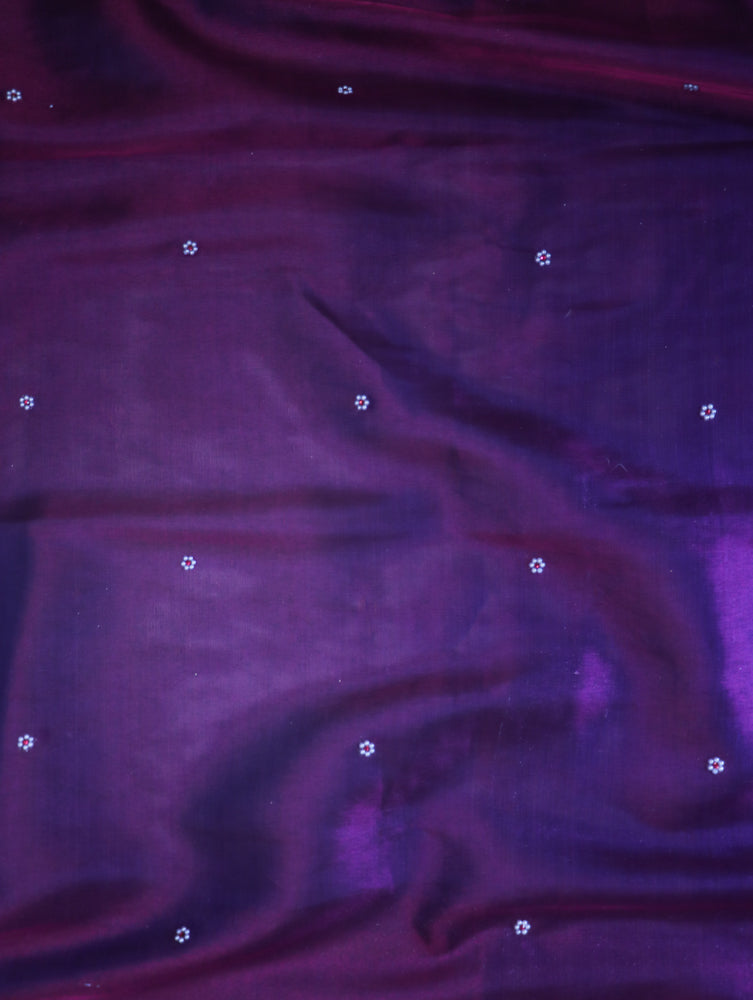 Banarasee Handloom Tissue Saree With Handwoven Pearl Motifs Zari Work & Lace-Violet