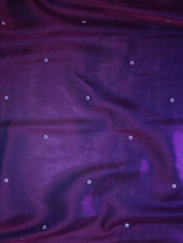 Banarasee Handloom Tissue Saree With Handwoven Pearl Motifs Zari Work & Lace-Violet