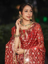 Banarasee Tissue Hand Embroidered Ghungroo Work Salwar Kameez Fabric With Dupatta Set-Red