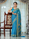 Banarasee Handloom Pure Chiffon Saree With Resham Work-Sky Blue