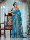 Banarasee Handloom Pure Chiffon Saree With Resham Work-Sky Blue