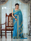 Banarasee Handloom Pure Chiffon Saree With Resham Work-Sky Blue