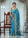 Banarasee Handloom Pure Chiffon Saree With Resham Work-Sky Blue