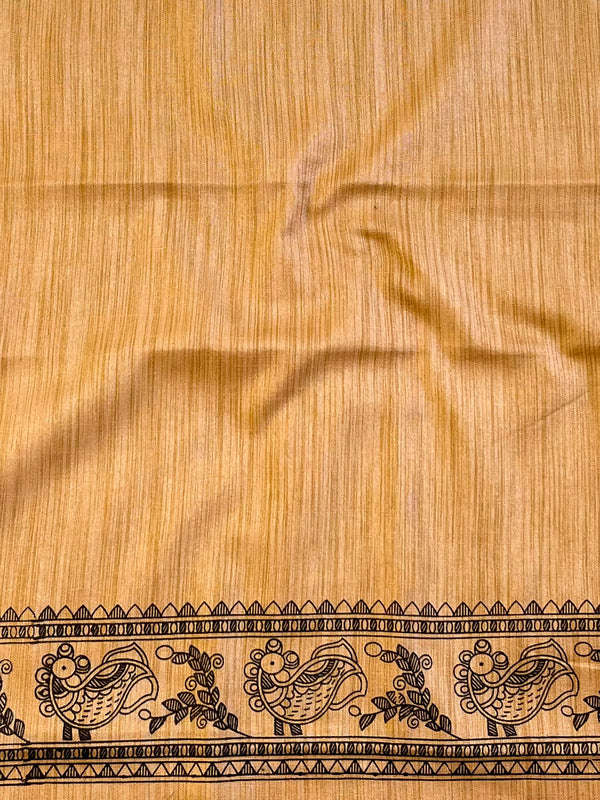 Pure Handloom Khadi Cotton Madhubani Print Salwar Kameez Dupatta Set-Beige
