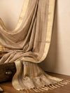 Banarasee Handloom Checks Pattern Tissue Dupatta-Gold