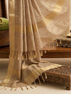 Banarasee Handloom Checks Pattern Tissue Dupatta-Gold
