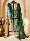 Banarasee Resham Embroidered Chanderi Salwar Kameez With Organza Dupatta Set-Green
