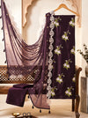 Banarasee Resham Embroidered Chanderi Salwar Kameez With Organza Dupatta Set-Wine