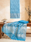 Banarasee Cotton Silk Zari Work Salwar Kameez Fabric With Dupatta Set-Light Blue