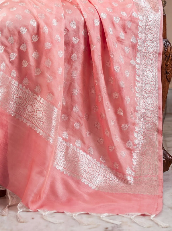 Banarasee Cotton Silk Zari Work Salwar Kameez Fabric With Dupatta Set-Peach