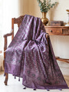 Banarasee Semi-Silk Resham Weaving Salwar Kameez Fabric With Dupatta Set-Purple