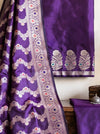 Banarasee Semi Katan Zari Work Salwar Kameez Fabric With Dupatta Set-Purple
