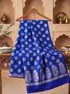 Banarasee Semi Katan Zari Work Salwar Kameez Fabric With Dupatta Set-Navy Blue