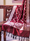Banarasee Semi Katan Zari Work Salwar Kameez Fabric With Dupatta Set-Maroon