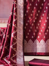 Banarasee Semi Katan Zari Work Salwar Kameez Fabric With Dupatta Set-Maroon