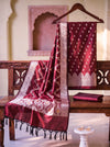 Banarasee Semi Katan Zari Work Salwar Kameez Fabric With Dupatta Set-Maroon