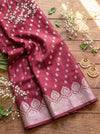 Banarasee Semi Katan Zari Work Salwar Kameez Fabric With Dupatta Set-Maroon