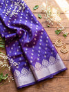 Banarasee Semi Katan Zari Work Salwar Kameez Fabric With Dupatta Set-Violet