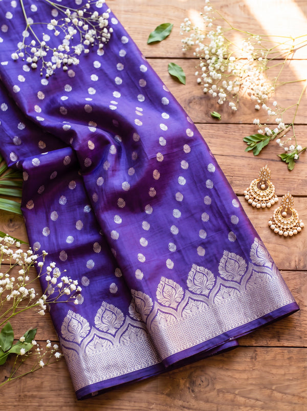 Banarasee Semi Katan Zari Work Salwar Kameez Fabric With Dupatta Set-Violet